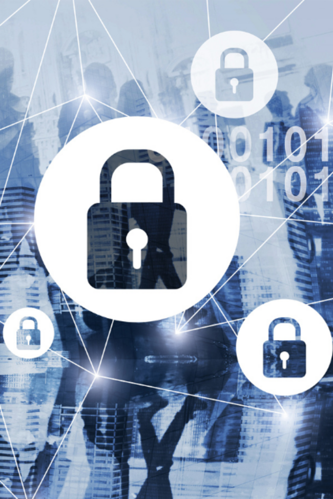 Futuristisches Bild mit Zahlen und Schlössern